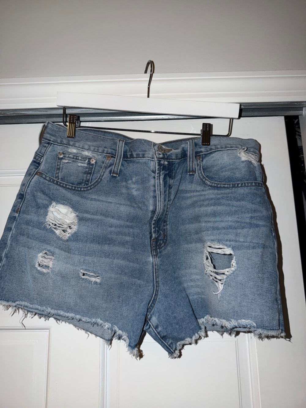 Madewell Light Blue Distressed Denim Cutoff Shorts